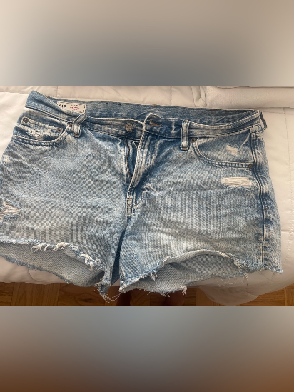 GAP Light Wash Distressed Denim Cutoff Shorts